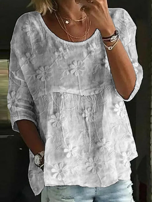 Women's Retro Floral Print Top artswardrobe
