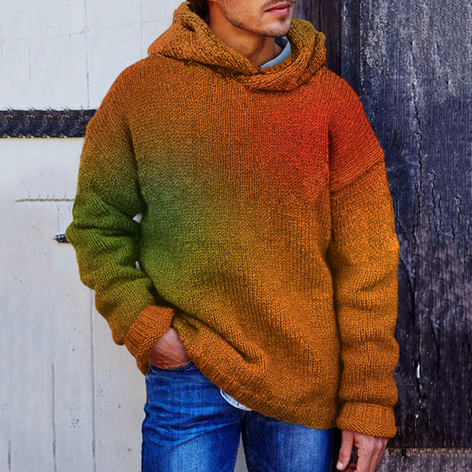 Vintage Gradient Men's Cozy Hooded Sweater elevenforest