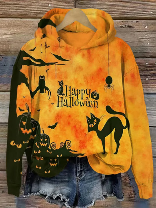 Comstylish Women's Happy Halloween Print Sweatshirt