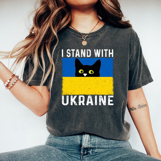 Stand With Ukraine Print Women's Vintage T-shirt