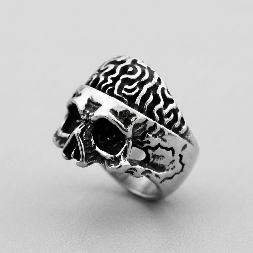 Twisted Flame Skull Signet Ring