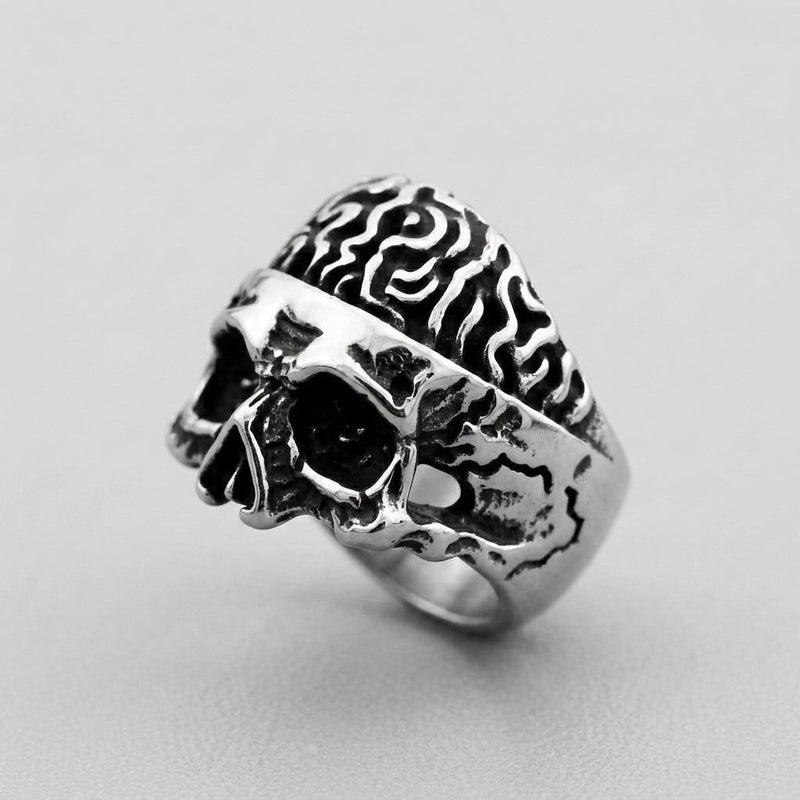 Twisted Flame Skull Signet Ring
