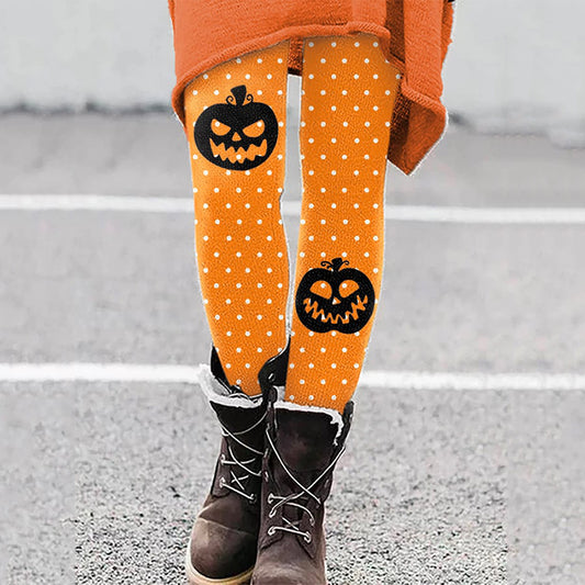 Women's Halloween Pumpkin Print Leggings artswardrobe