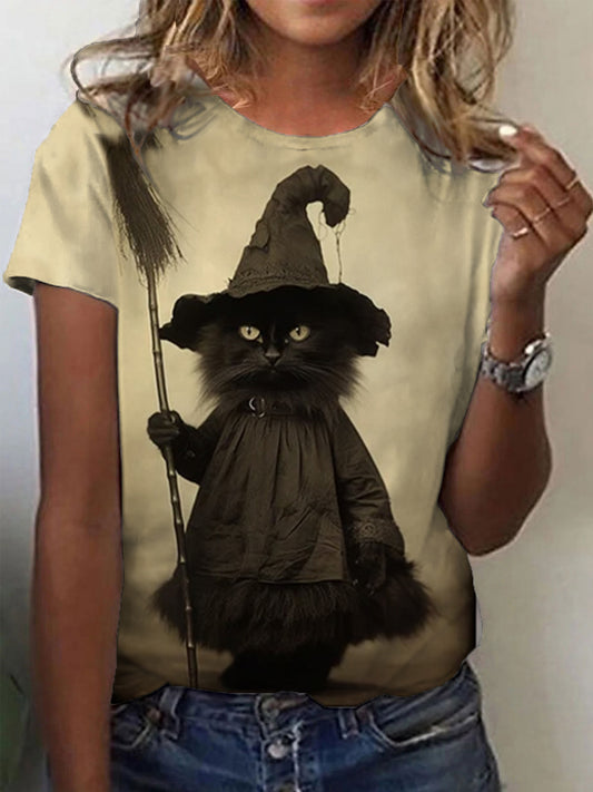 Comstylish Halloween Cat Wizard T-Shirt