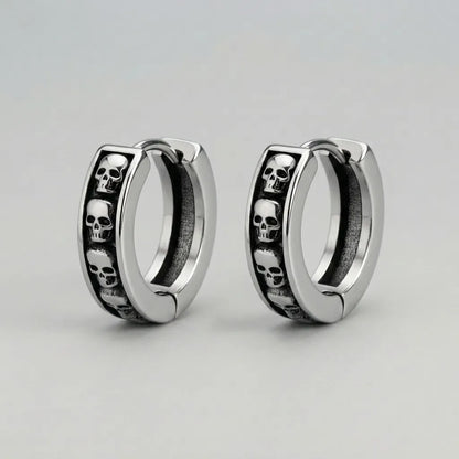 Skull Eternity Huggie Hoop Earrings