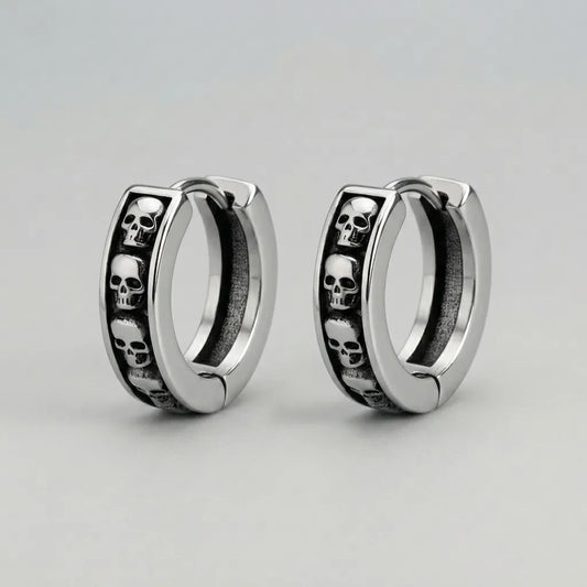 Skull Eternity Huggie Hoop Earrings