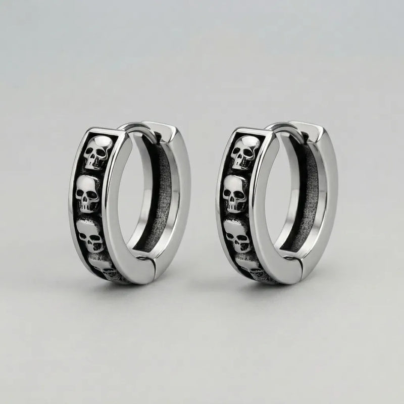Skull Eternity Huggie Hoop Earrings