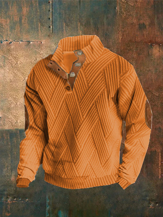 Men's Plaid Print Button Casual Sweatshirt elevenforest