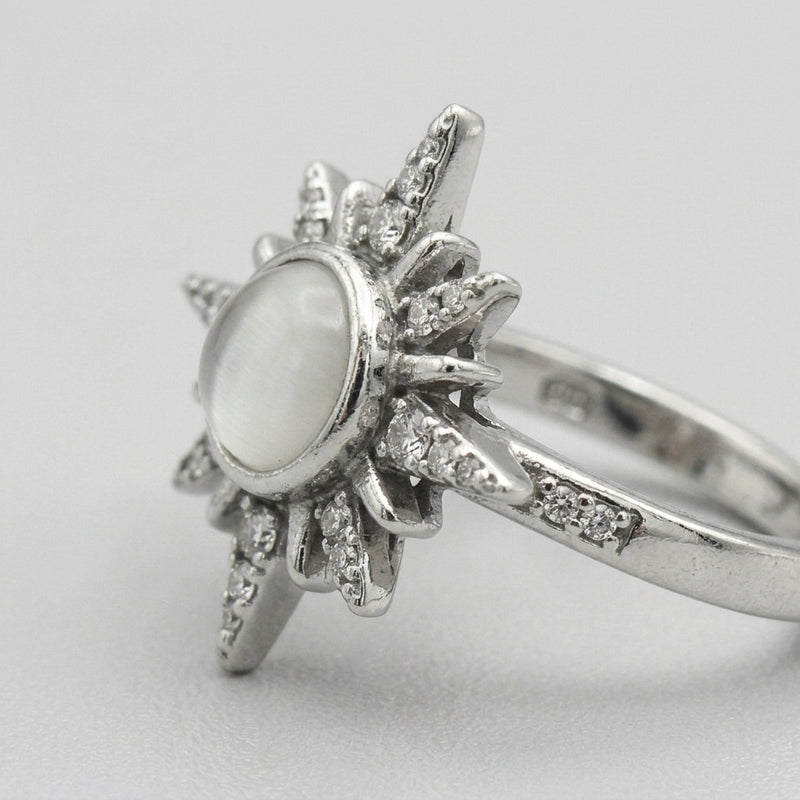 Crystal North Star Spike Solitaire Ring