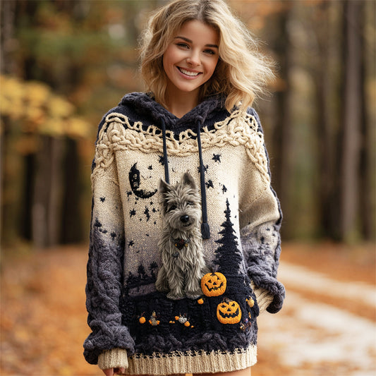 Halloween Plush Pet Dog Art Women's Hooded Sweater artswardrobe