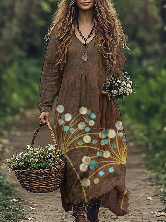 Vintage Floral Western Women's Flowy Maxi Dress artswardrobe
