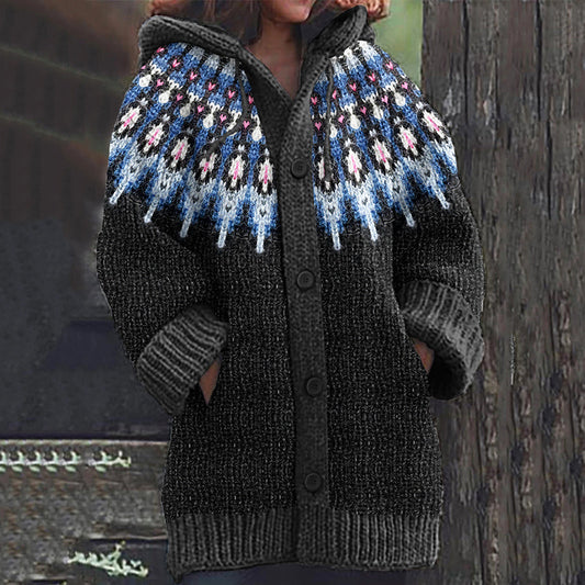 Women's Tribal Geometric Icelandic Art Cozy Sweater elevenforest