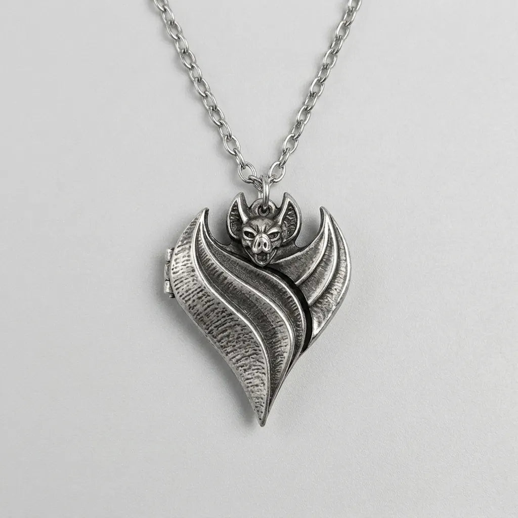 Cursed Bat Gothic Locket Necklace