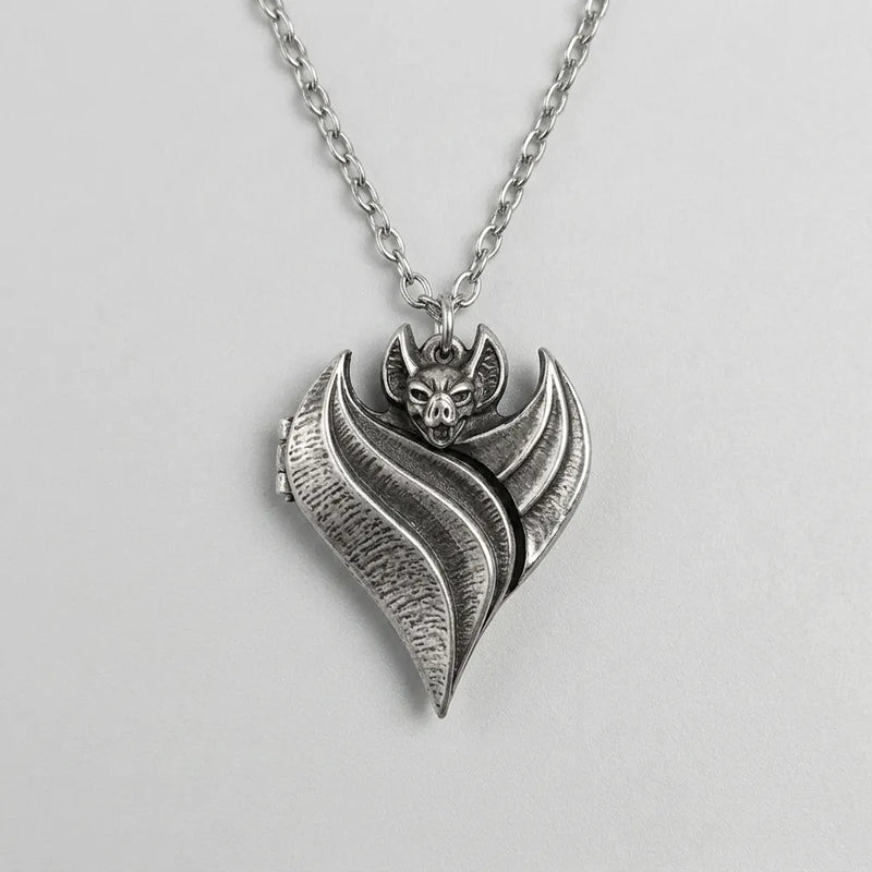 Cursed Bat Gothic Locket Necklace