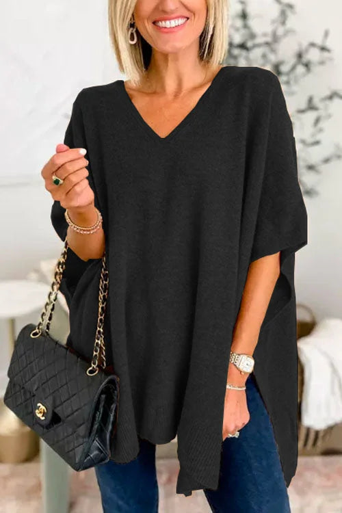Regan® | Loose V-Neck Batwing Sweater