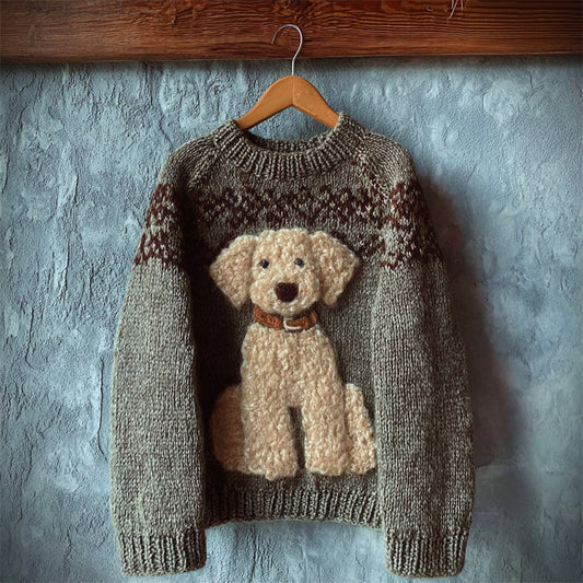 Vintage Fuzzy Dog Fleece Isle Cozy Knit Sweater elevenforest
