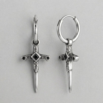 Veilborn Sanctum Dagger Drop Hoop Earrings