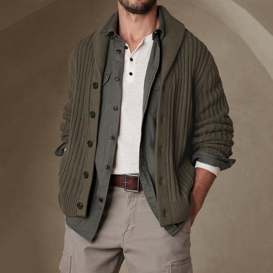 Men's Vintage Hand-knitted Warm Cardigan Sweater artswardrobe