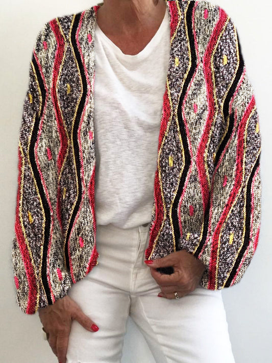 Women's Wave Pattern Knit Sweater Cardigan elevenforest