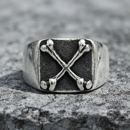 Crossed Bones Statement Signet Ring