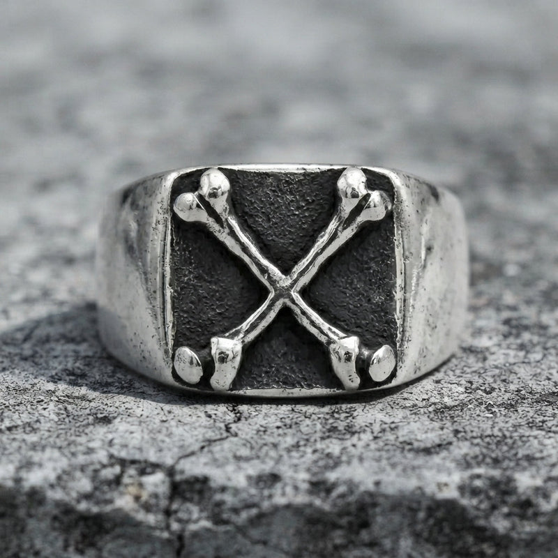 Crossed Bones Statement Signet Ring