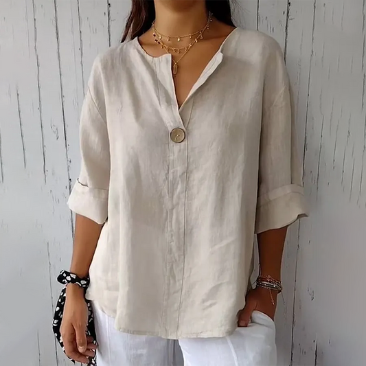 Comstylish Women's Casual Solid Color Cotton Shirt