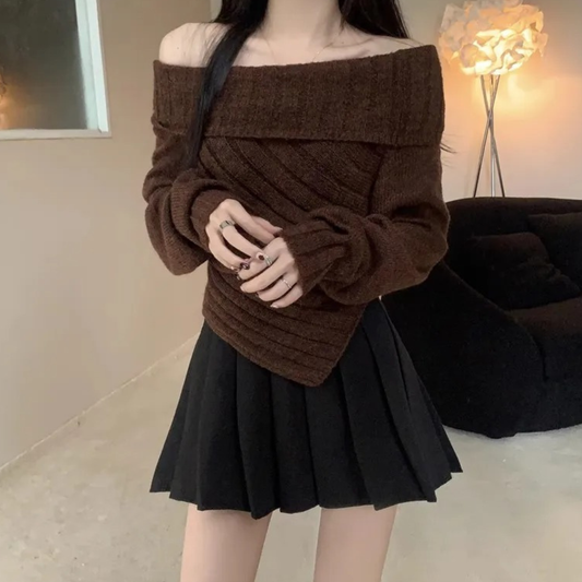 Francisca® | Elegant off-the-shoulder knitted sweater for women