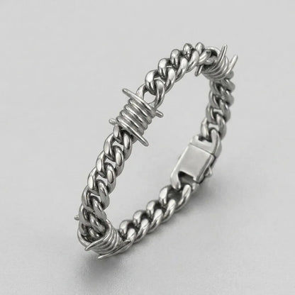 Barbed Wire Cuban Link Chain Bracelet