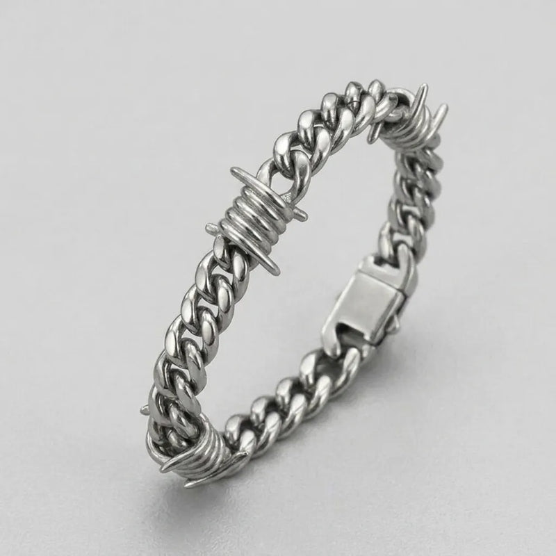 Barbed Wire Cuban Link Chain Bracelet