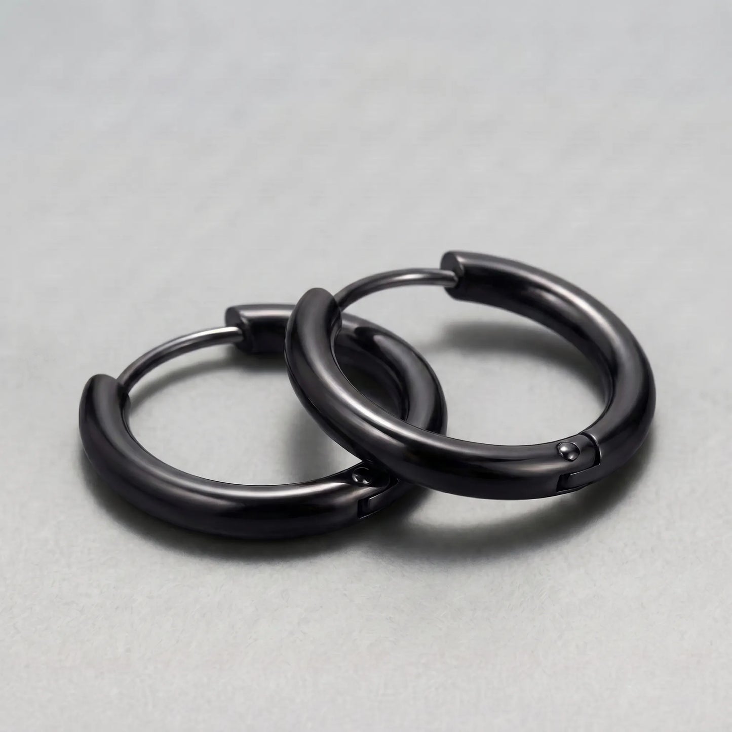 Black Goth Chunky Hoop Earrings