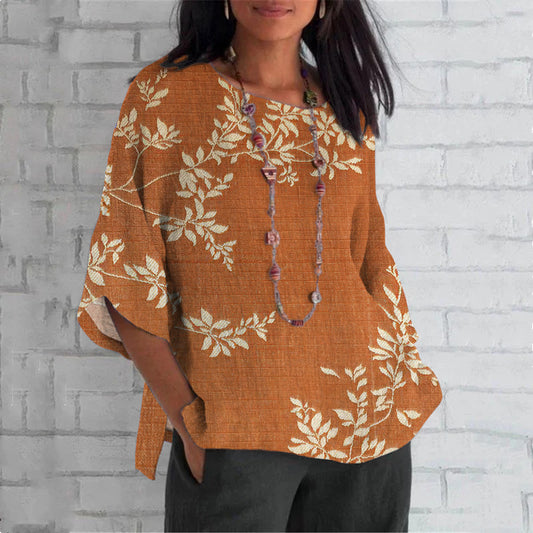 Comstylish Floral Print Crew Neck Casual T-Shirt