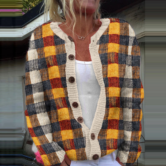 Vintage Plaid Art Cozy Casual Sweater artswardrobe