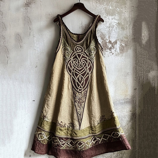 Vintage Viking Gradient Linen Tank Dress artswardrobe