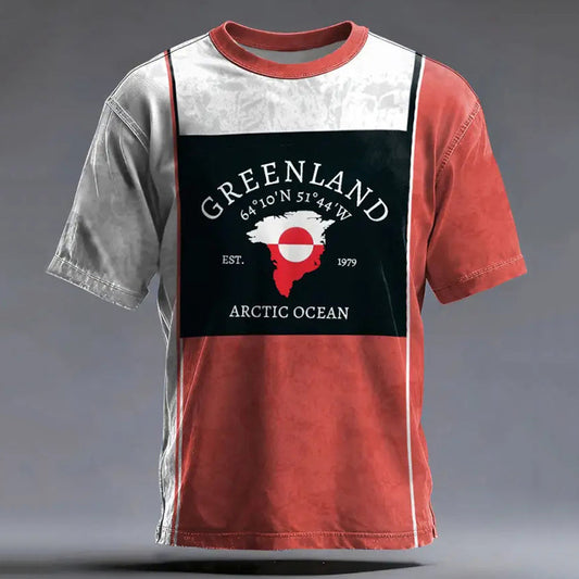 Men's Greenland Contrast Print Casual T-shirt elevenforest