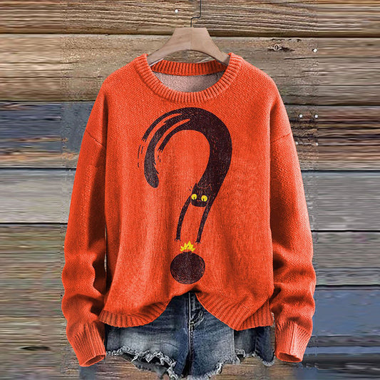 Comstylish Cat Art Cozy Knit Sweater
