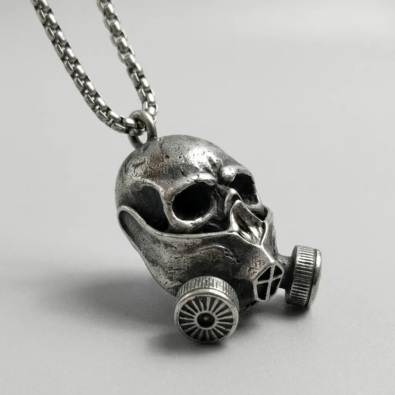 Toxic Reaper Skull Gas Mask Pendant Necklace