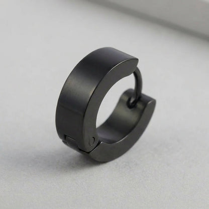 Matte Black Stainless Steel Wide Hoop Earrings
