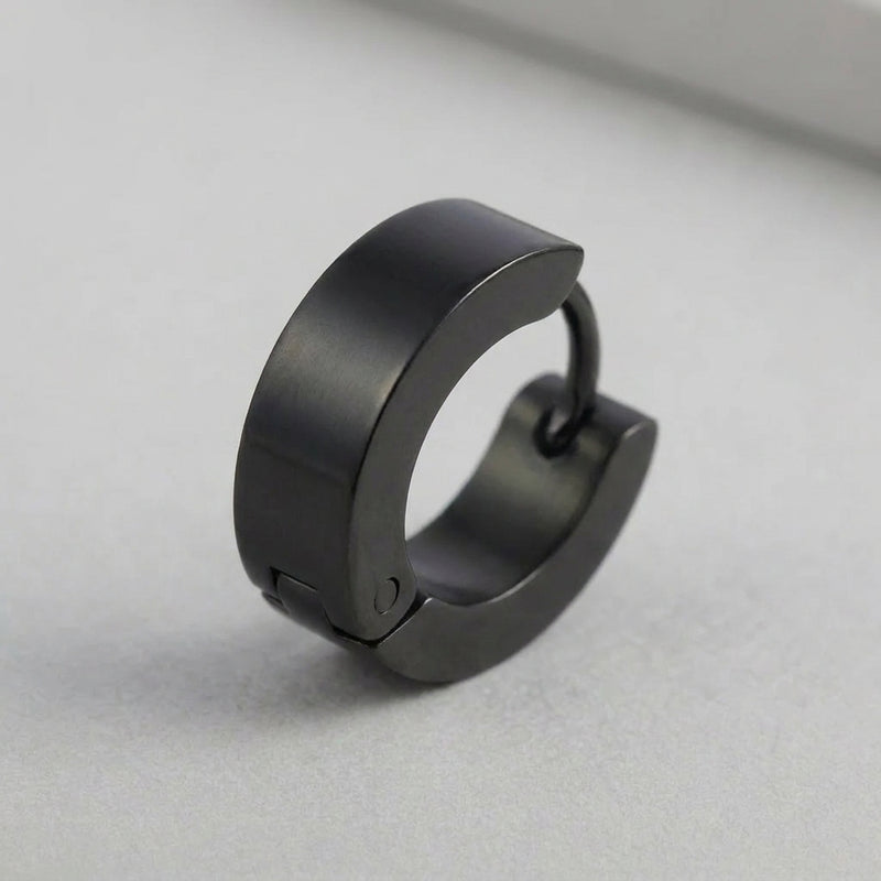Matte Black Stainless Steel Wide Hoop Earrings