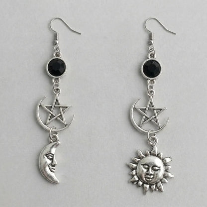 Mismatched Sun Moon Star Earrings
