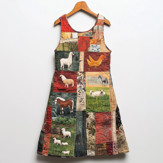 Women's Farm Animals Print Sleeveless Dress artswardrobe