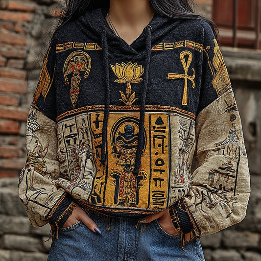 Comstylish Women's Ancient Egyptian Symbol Art Pattern Casual Sweatshirt