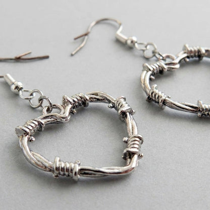 Barbed Wire Heart Earrings