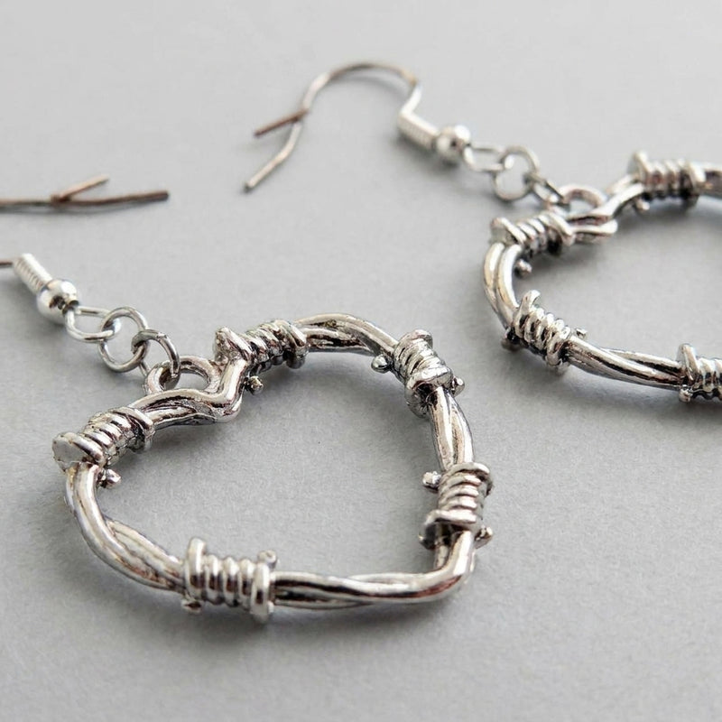 Barbed Wire Heart Earrings