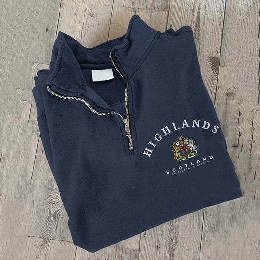 Comstylish The Scottish Highlands Print Zipper Casual Sweatshirt