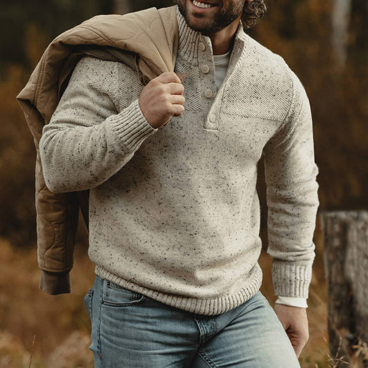 Men's Scotland Wool Knit Vintage Button Turtleneck Sweater elevenforest