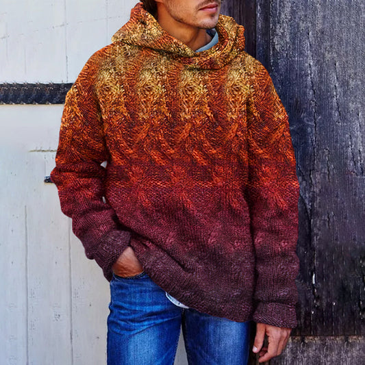 Vintage Rainbow Gradient Men's Cozy Hooded Sweater artswardrobe