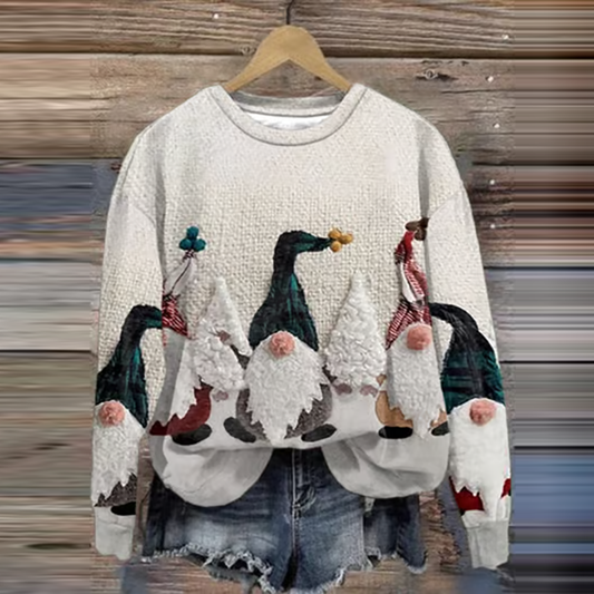Comstylish Women's Christmas Gnome Print Sweatshirt