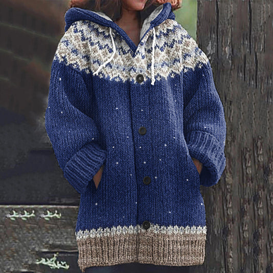 Vintage Knit Jacquard Islender Warmth Print Women's Sweater elevenforest