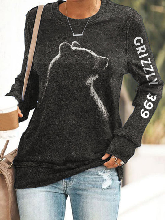 Comstylish Western Bear 399 Animal Silhouette Women's Long Sleeve T-Shirt