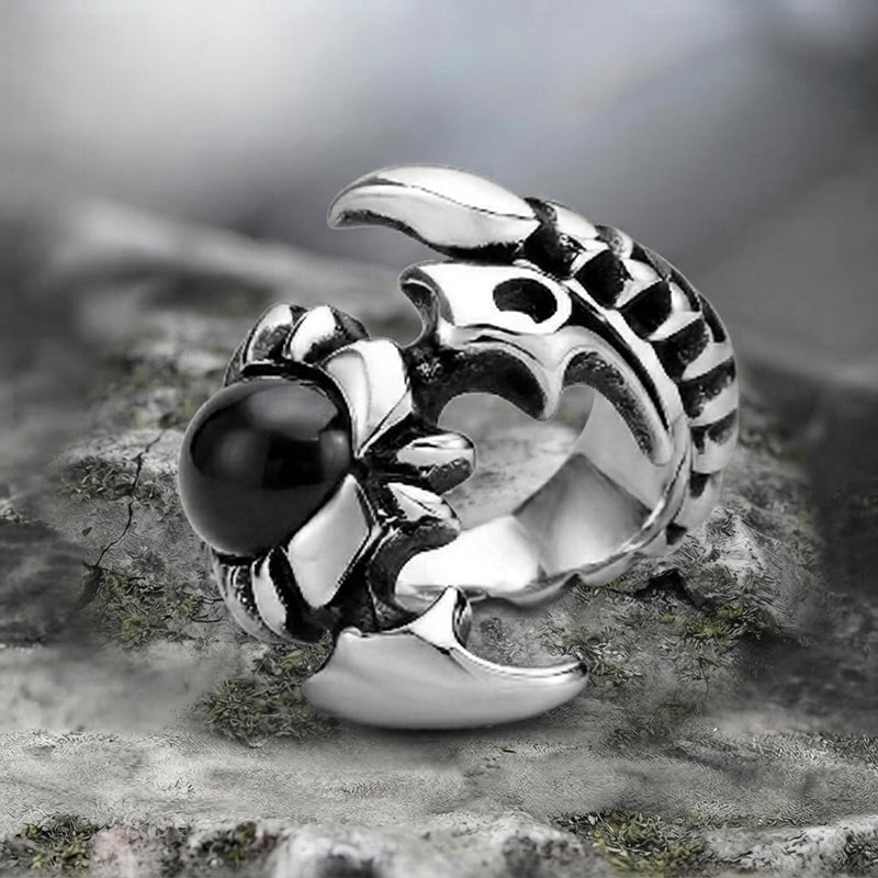 Dragon Claw Ring with Black Onyx Orb